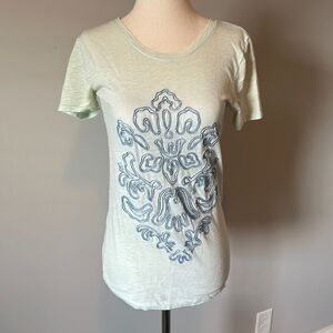 J Crew sz XS casual stitched front light green blue short sleeve tee